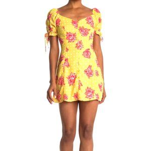 NWT Lost + Wander Yellow Tamarindo Floral Dot Mini Dress Size Medium
